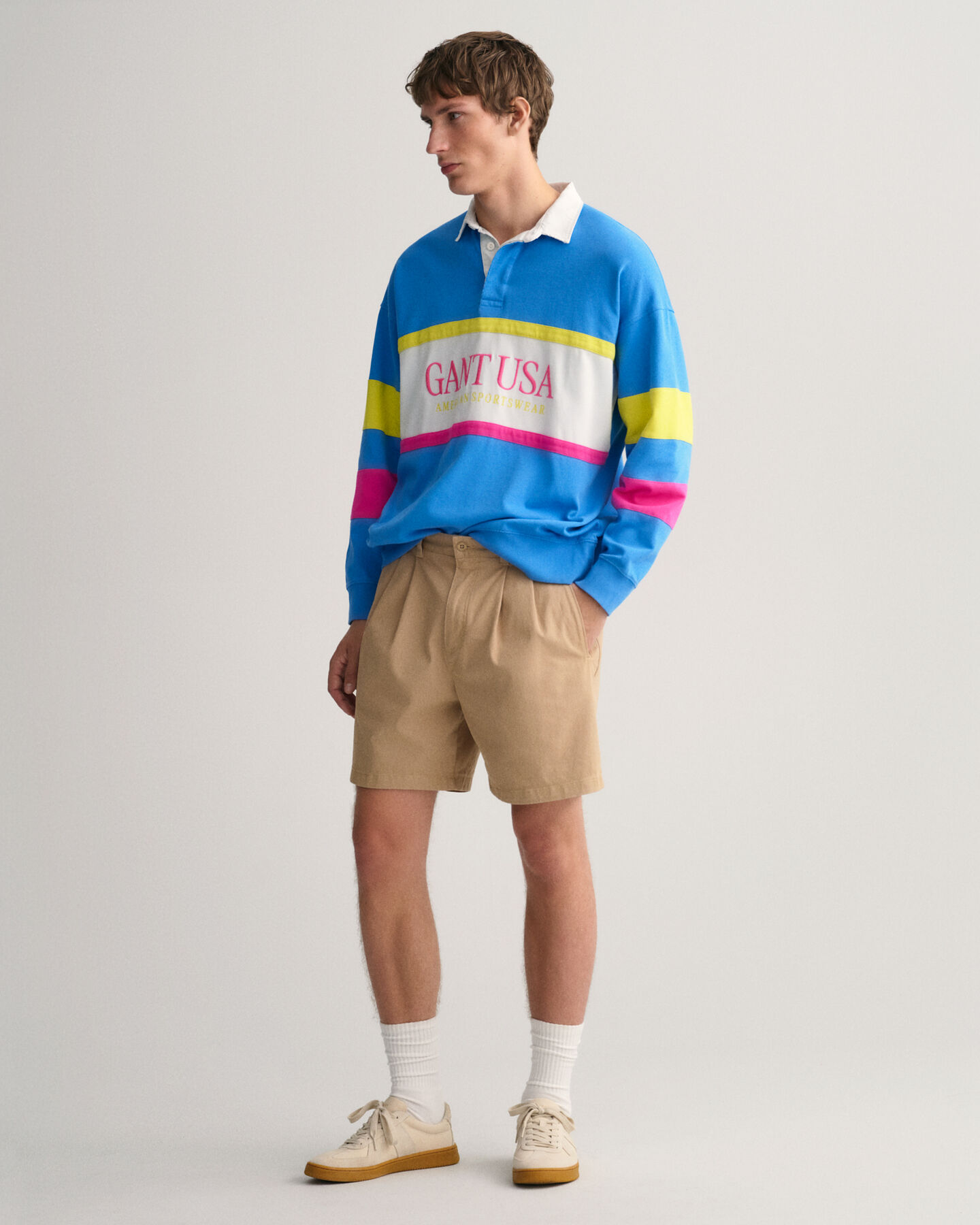 Short relaxed fit plissé