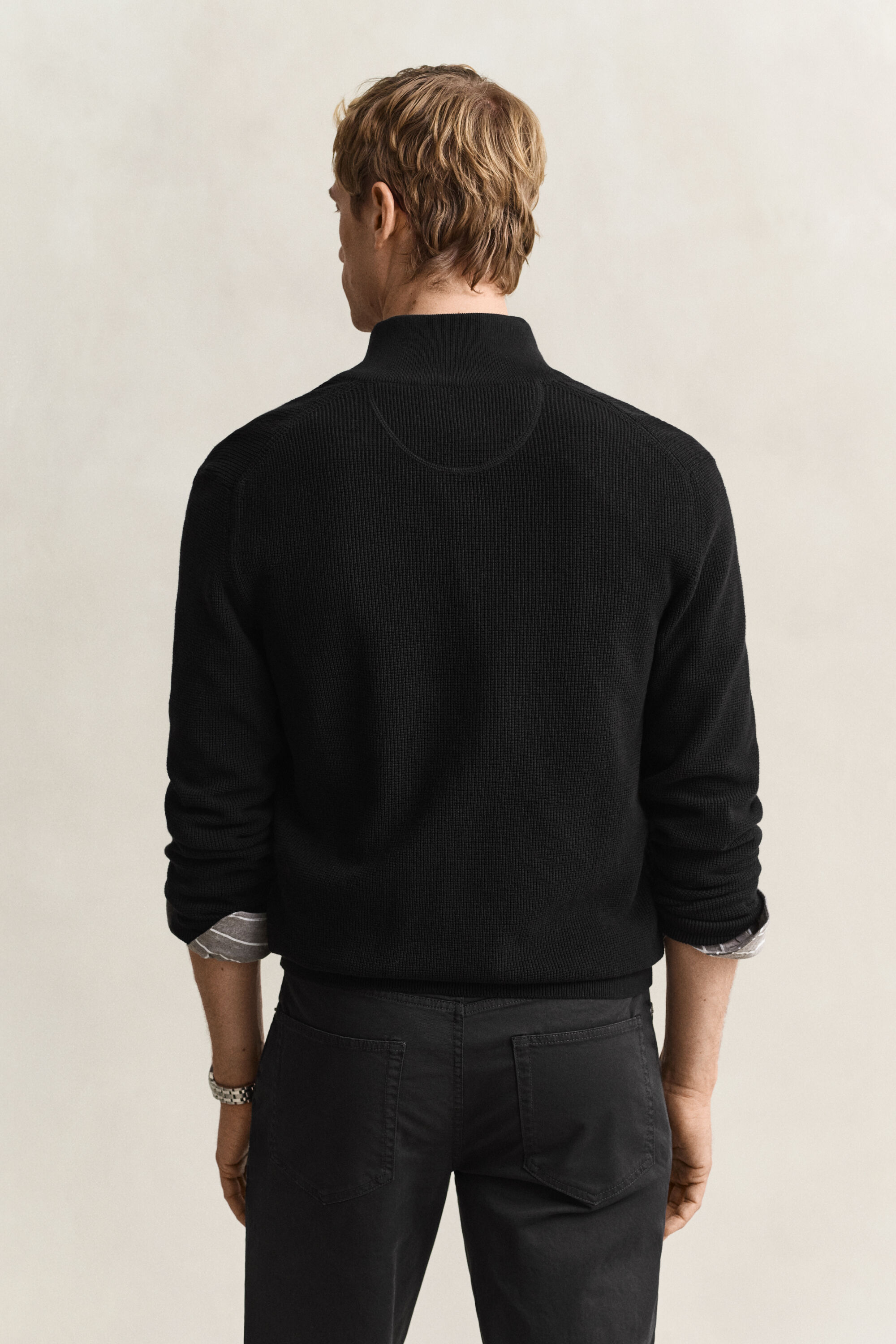 Cardigan zippé en coton texturé