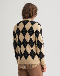 Pull col V à motif argyle