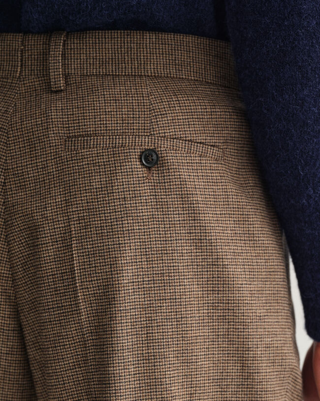 Pantalon de costume à carreaux en motif pied-de-poule