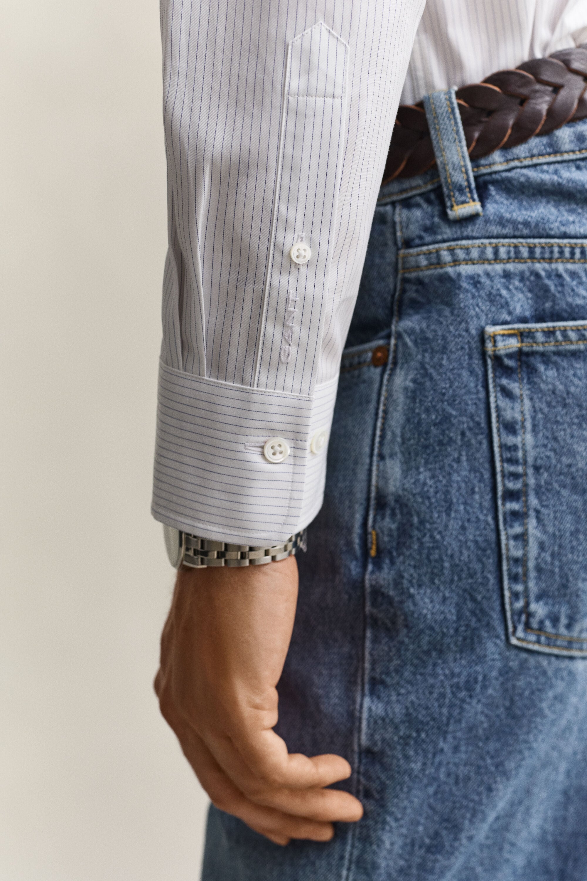 Chemise habillée en sergé à rayures