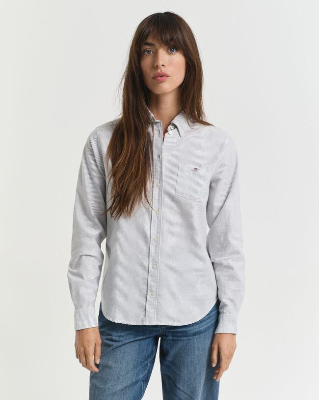 Chemise coupe regular classique en coton Oxford à rayures