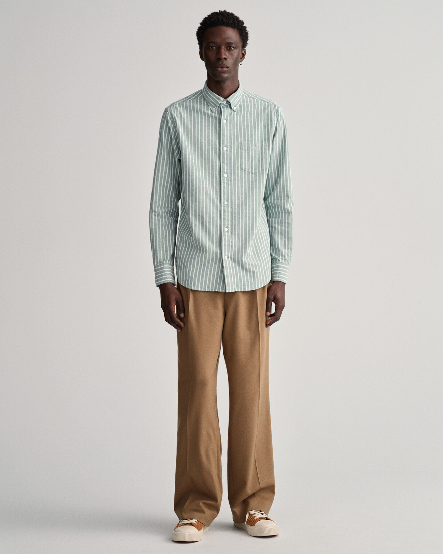 Chemise regular fit en coton Oxford l&eacute;ger &agrave; rayures