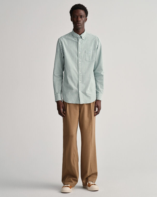 Chemise regular fit en coton Oxford l&eacute;ger &agrave; rayures