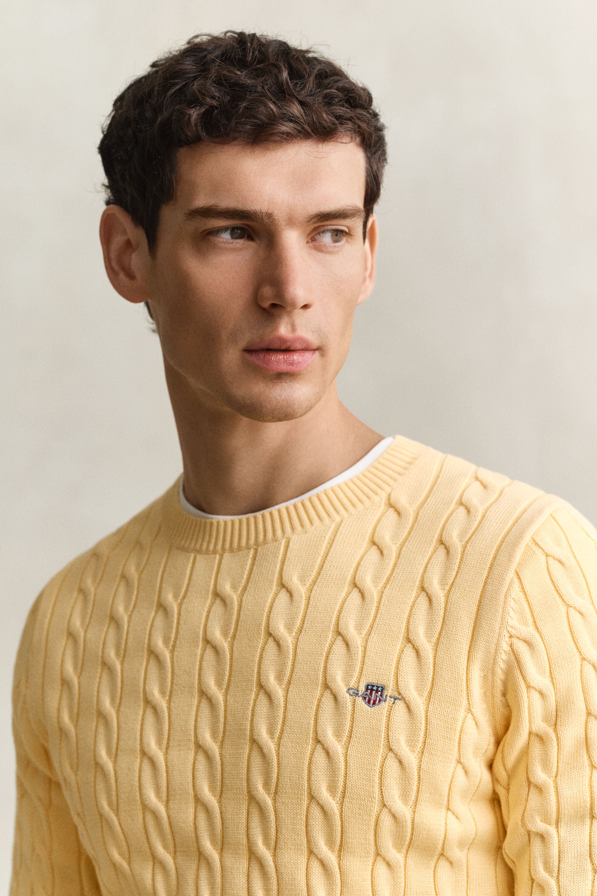Pull col rond en maille de coton torsadée