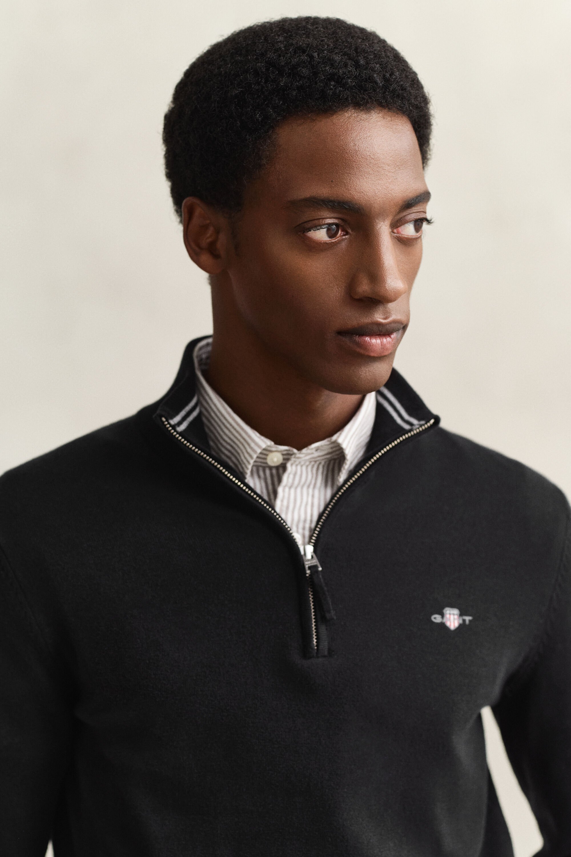 Pull à demi-zip en coton classique