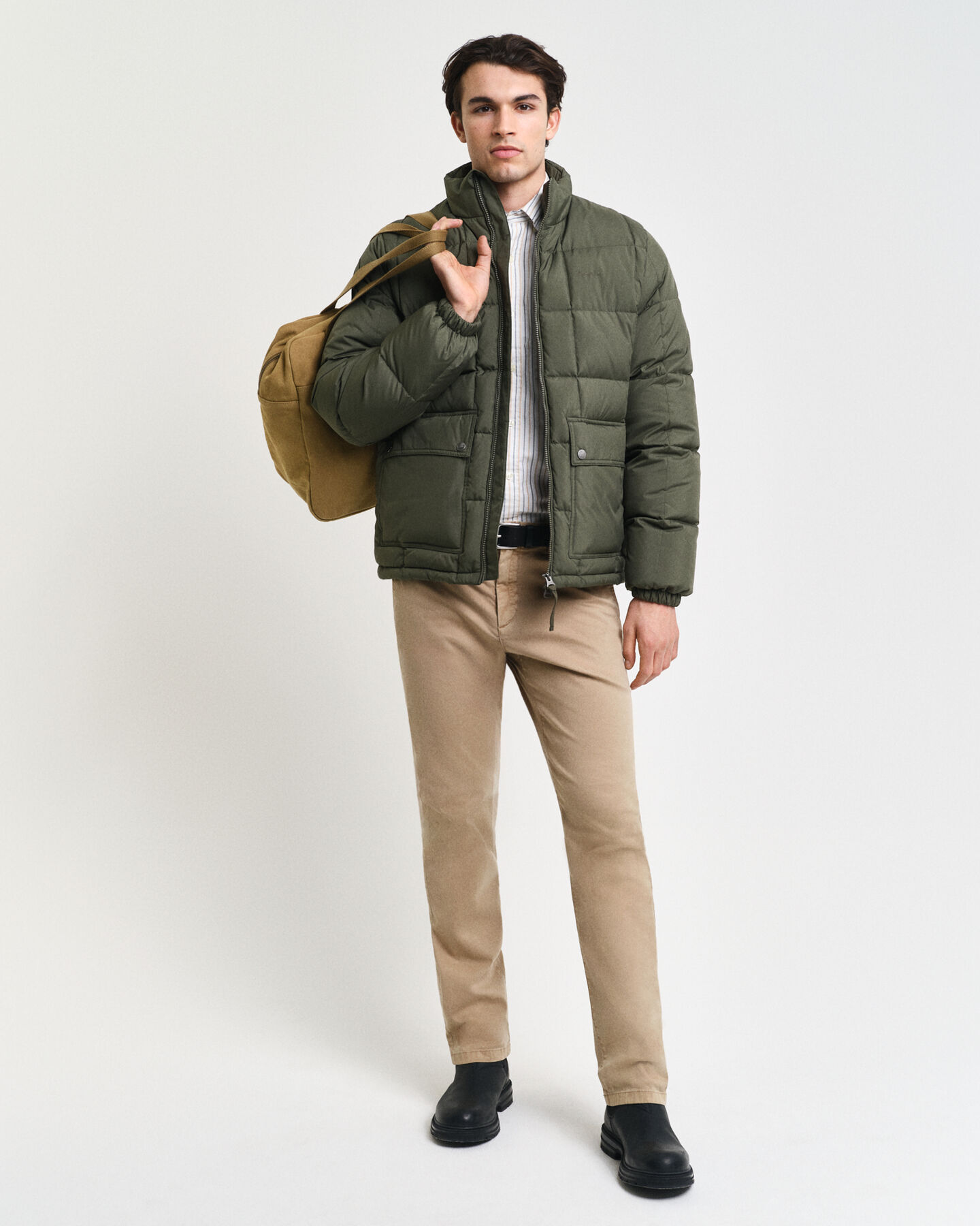 Pantalon chino slim fit en tissu armuré Structured