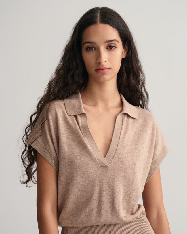 Robe en lin mélangé avec col