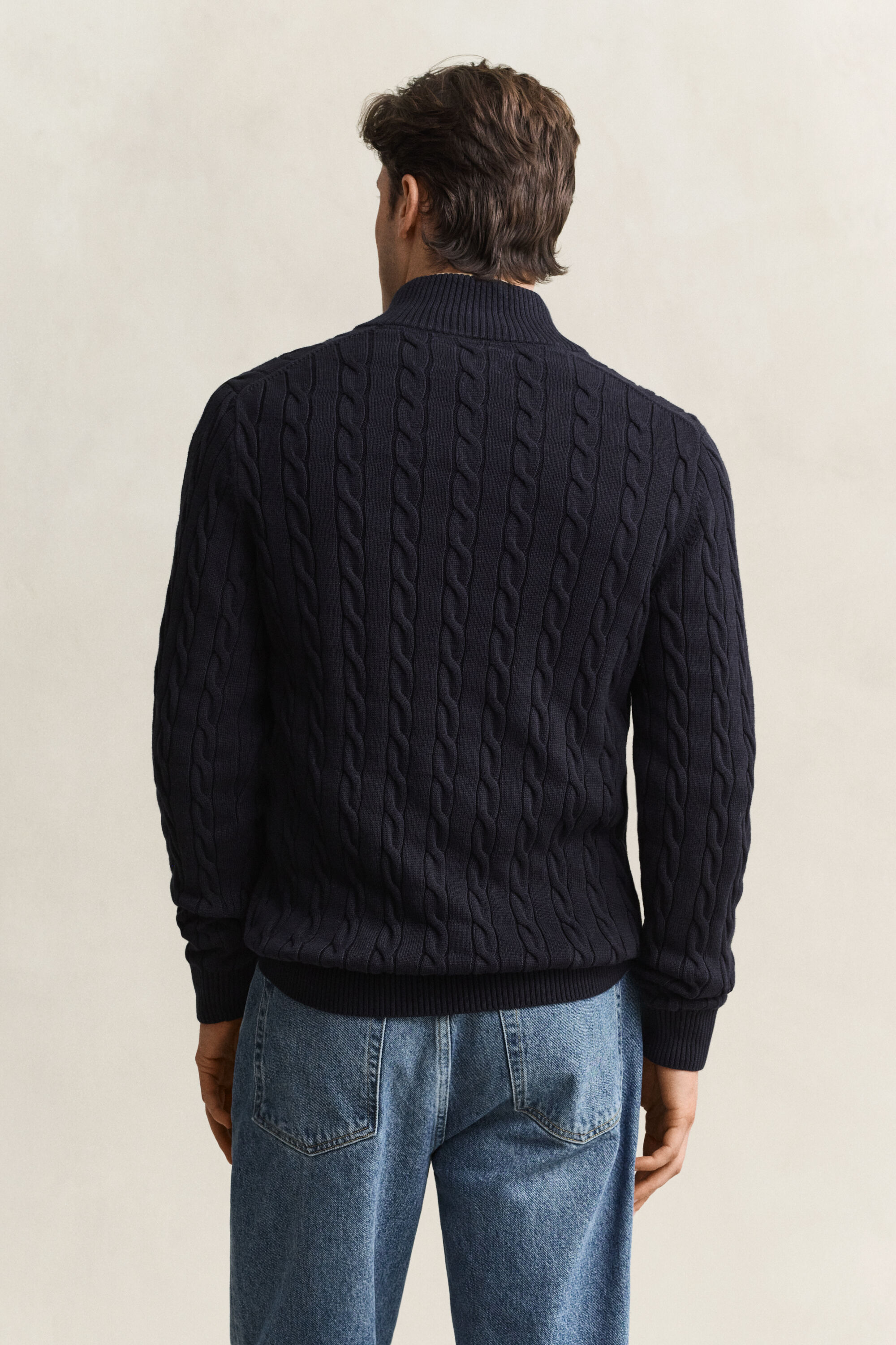 Pull à demi-zip en maille de coton torsadée