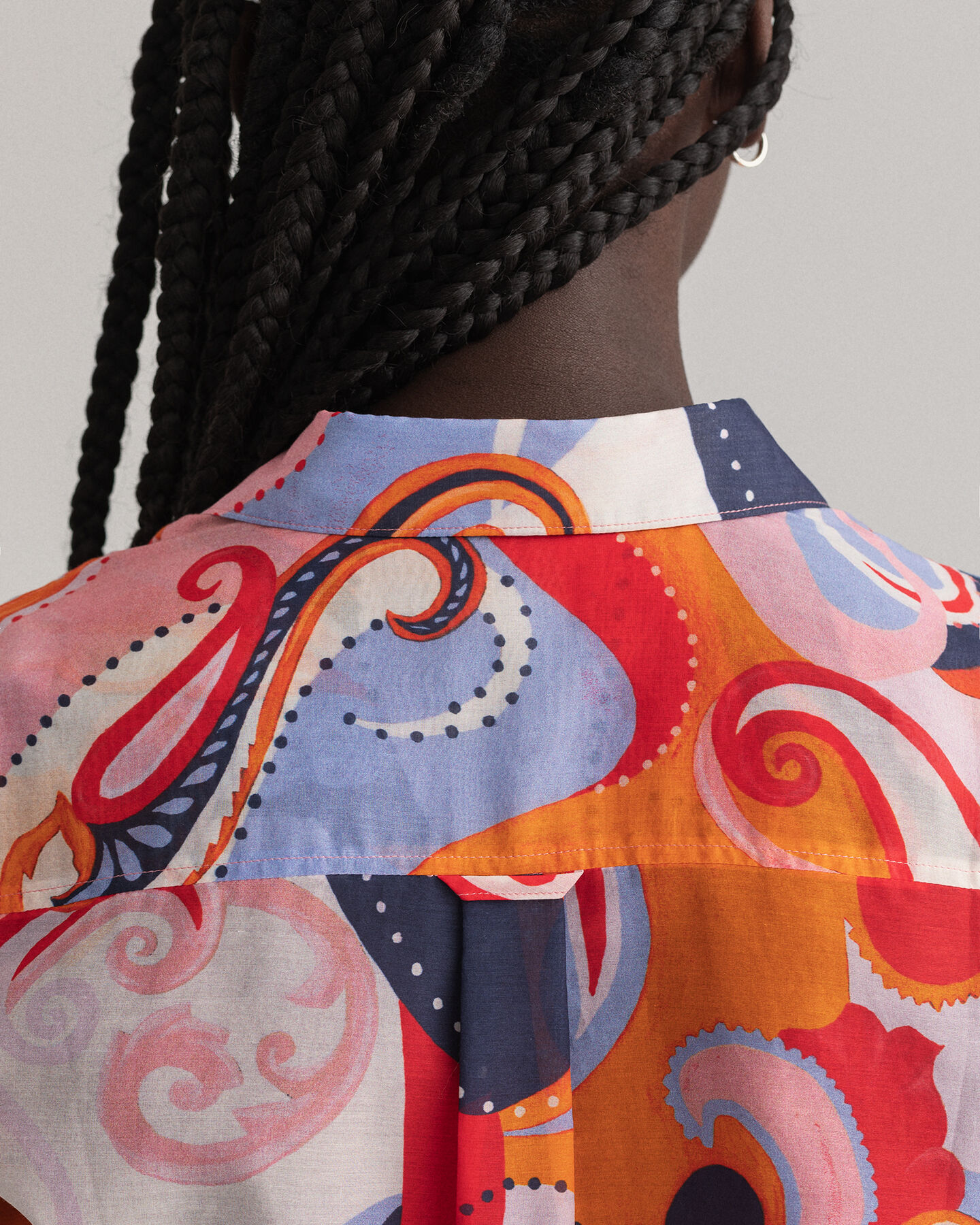 Chemise regular fit en coton et soie &agrave; motif cachemire