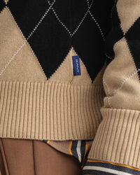 Pull col V à motif argyle