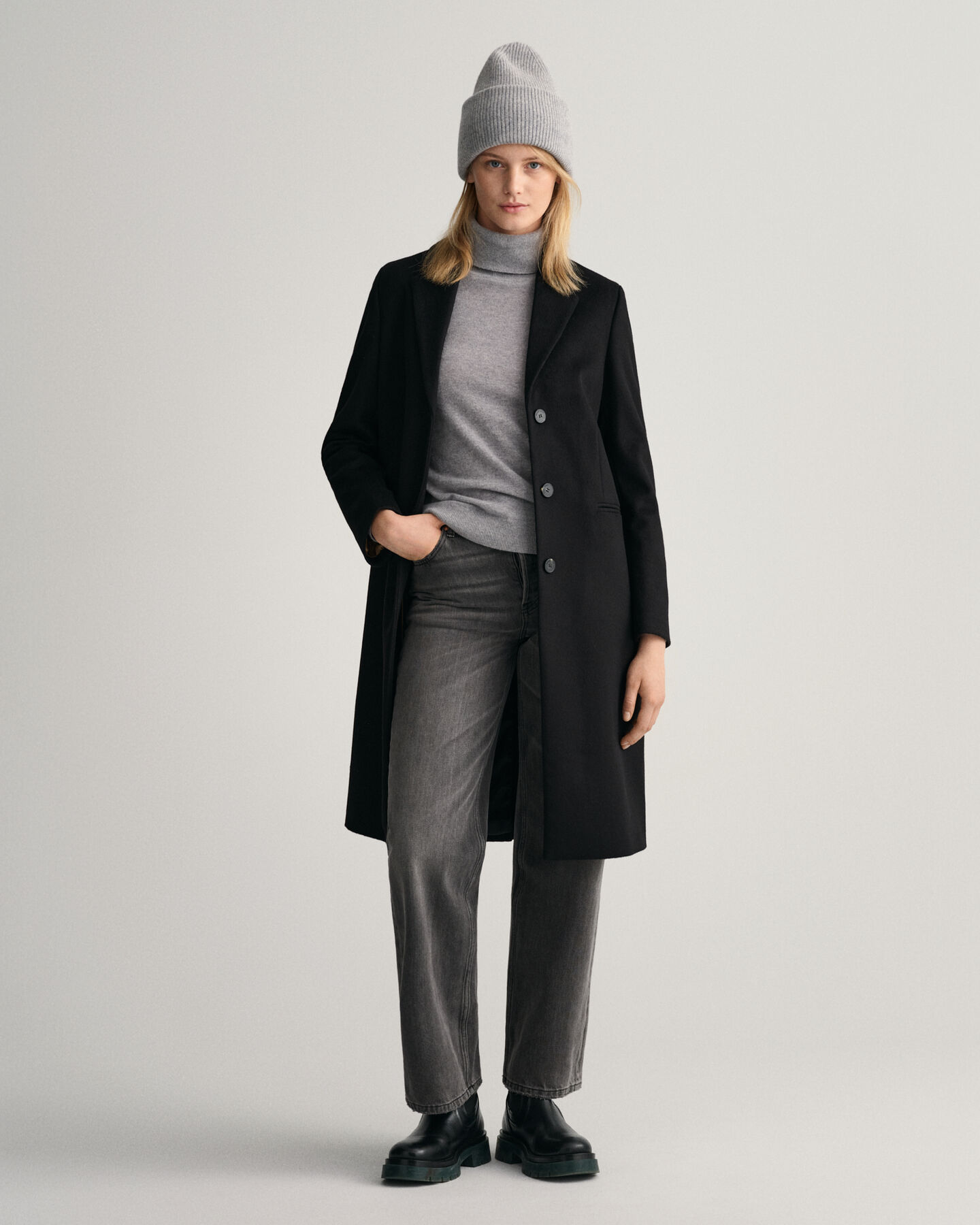 Manteau ajusté en laine mélangée