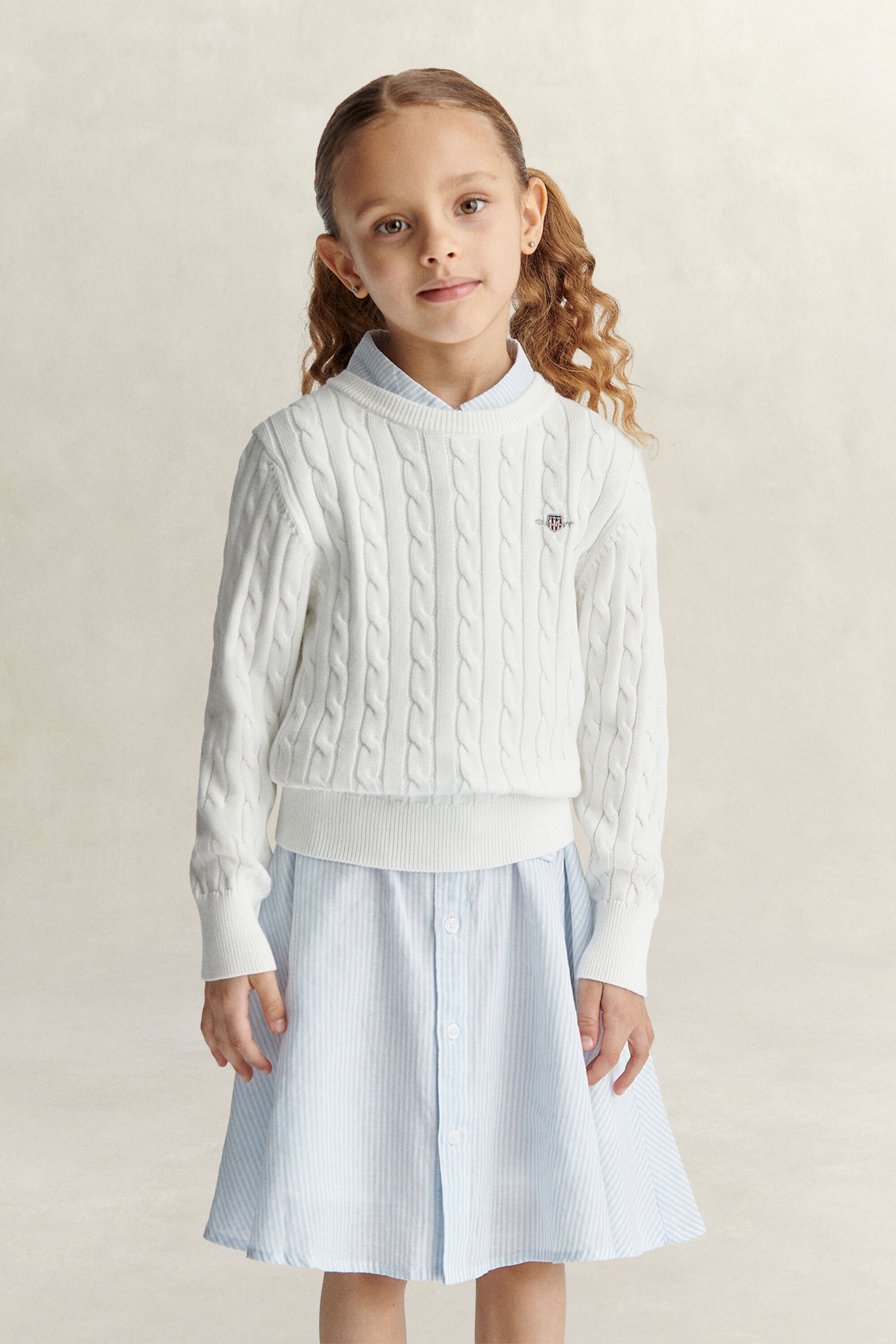 Pull en maille torsadée Shield Fille