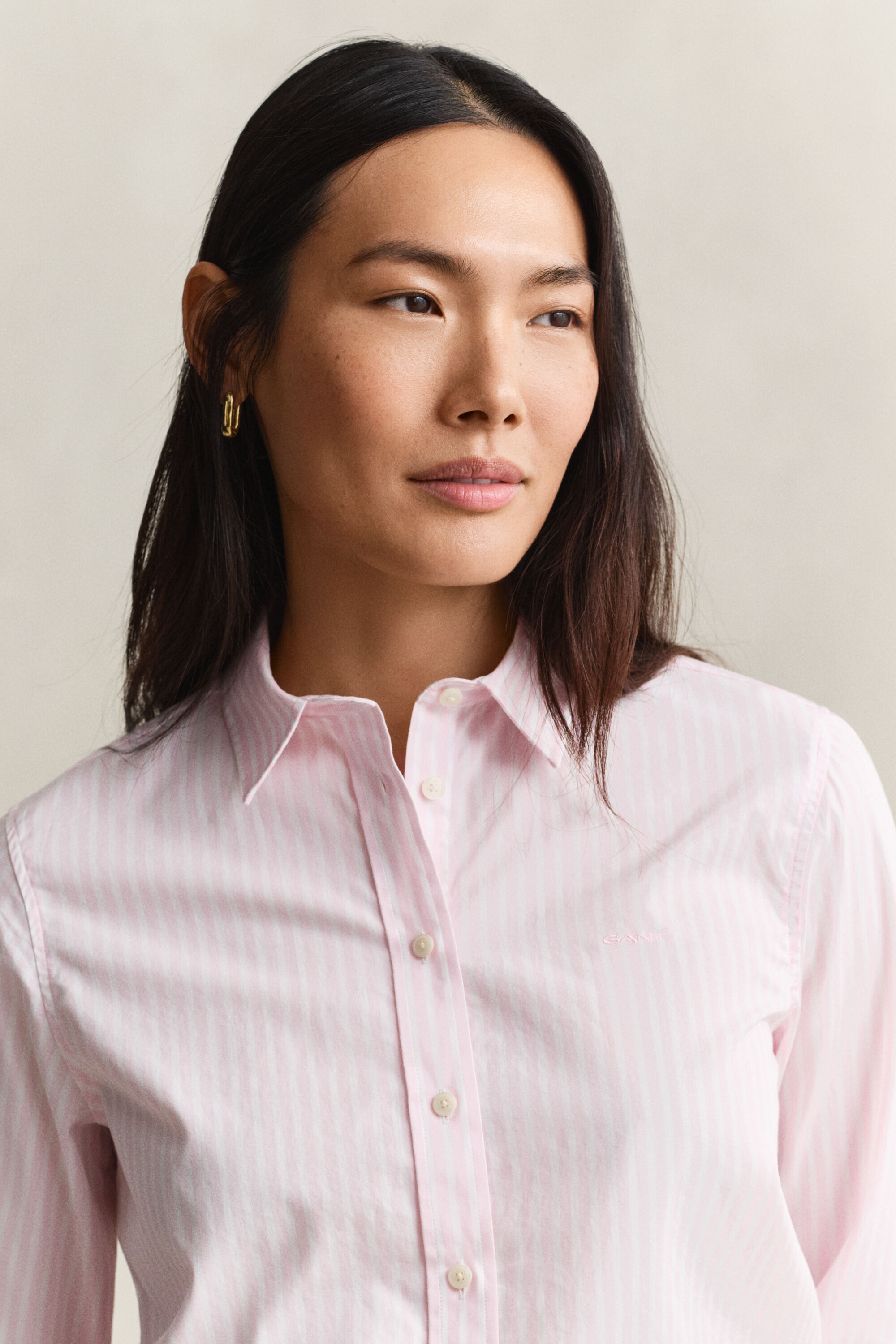 Chemise regular en popeline à rayures classique