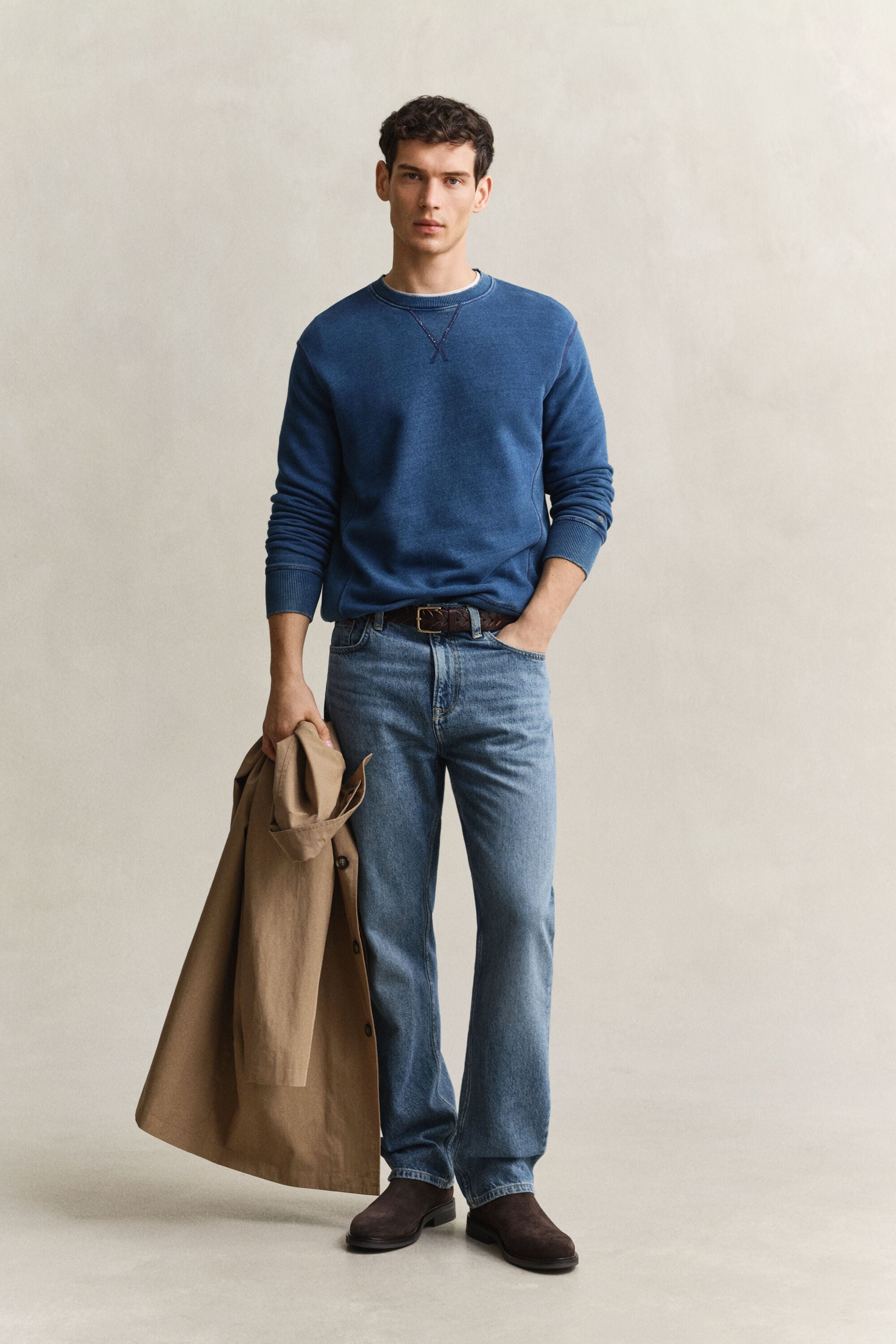 Sweat-shirt col rond indigo