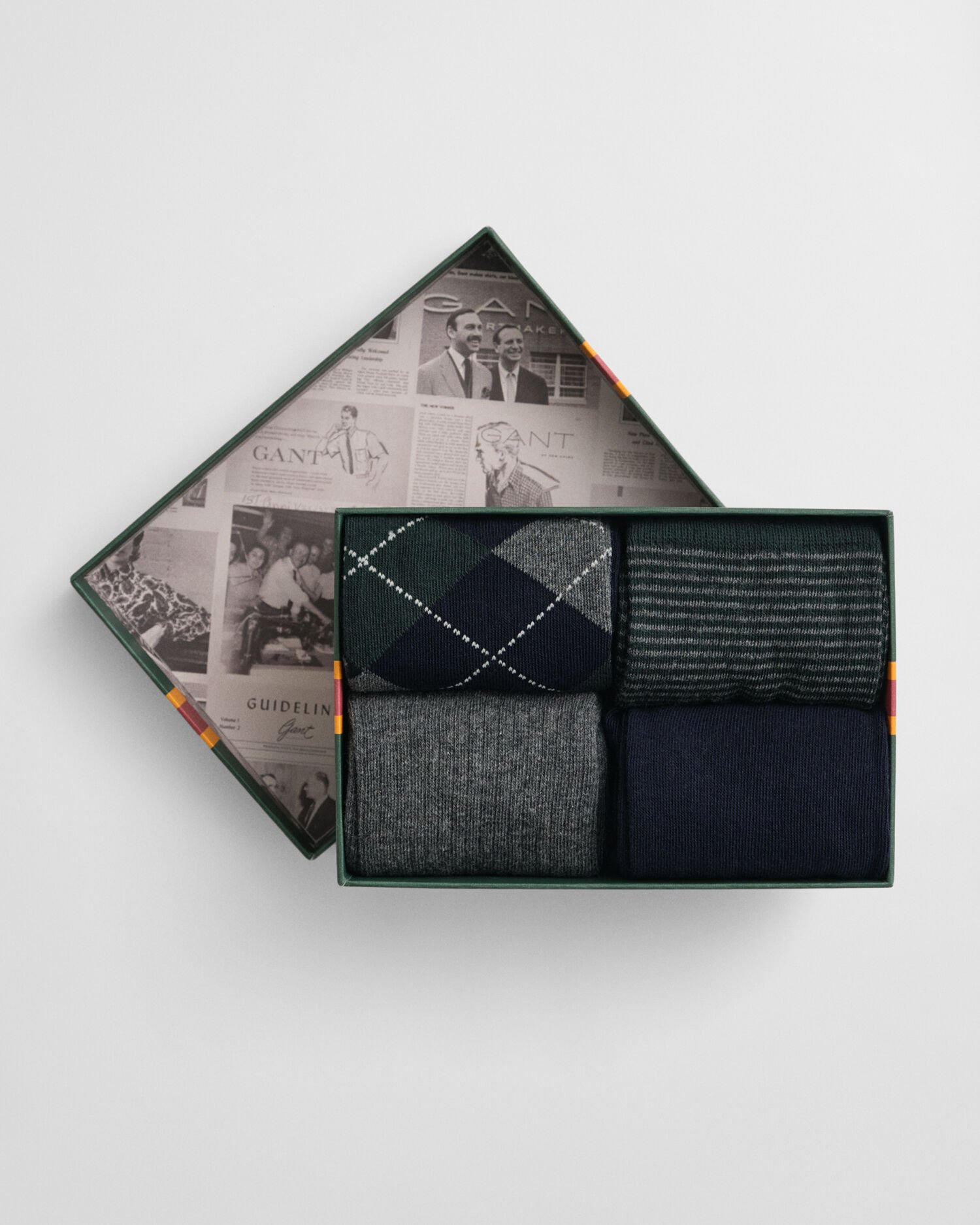 Coffret cadeau de 4 paires de chaussettes à motif argyle et à rayures