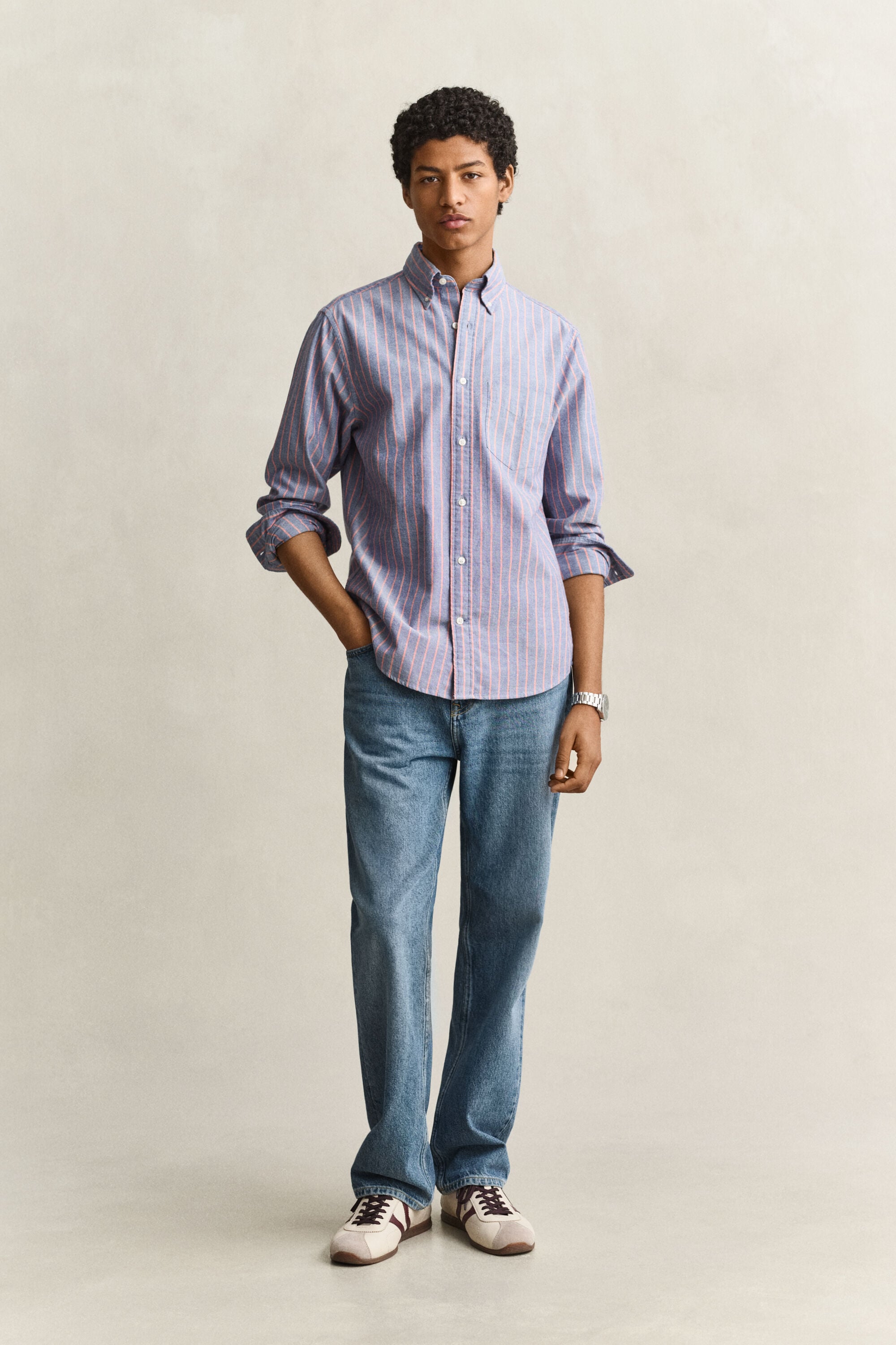 Chemise en coton Oxford classique à rayures