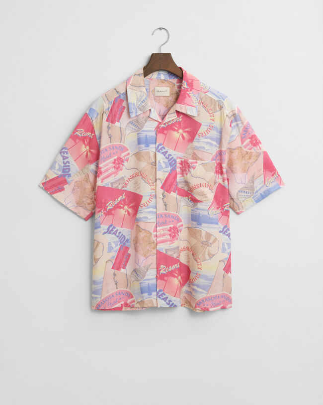 Chemise coupe décontractée à manches courtes avec imprimé Resort