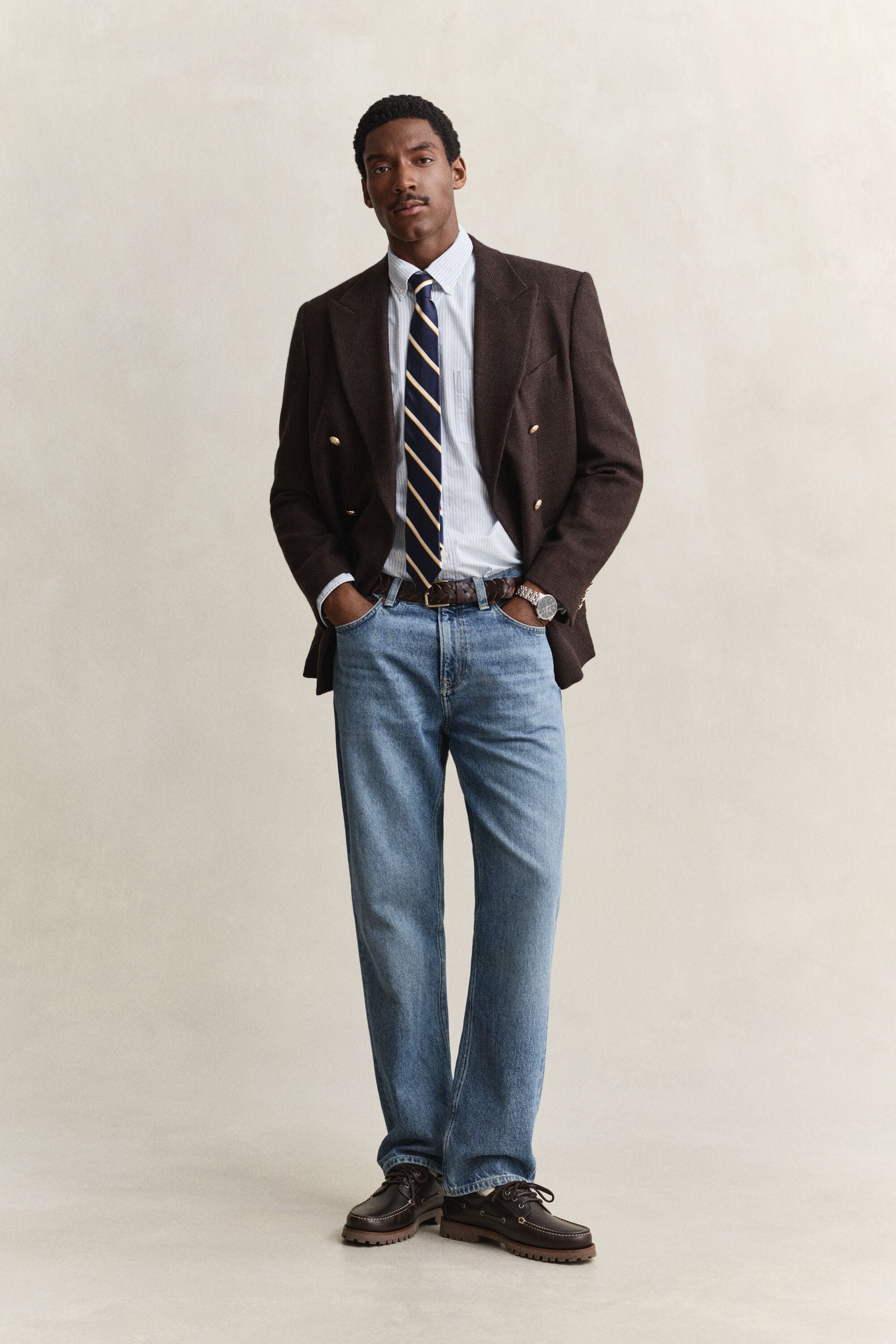 Chemise en coton Oxford regular classique à rayures