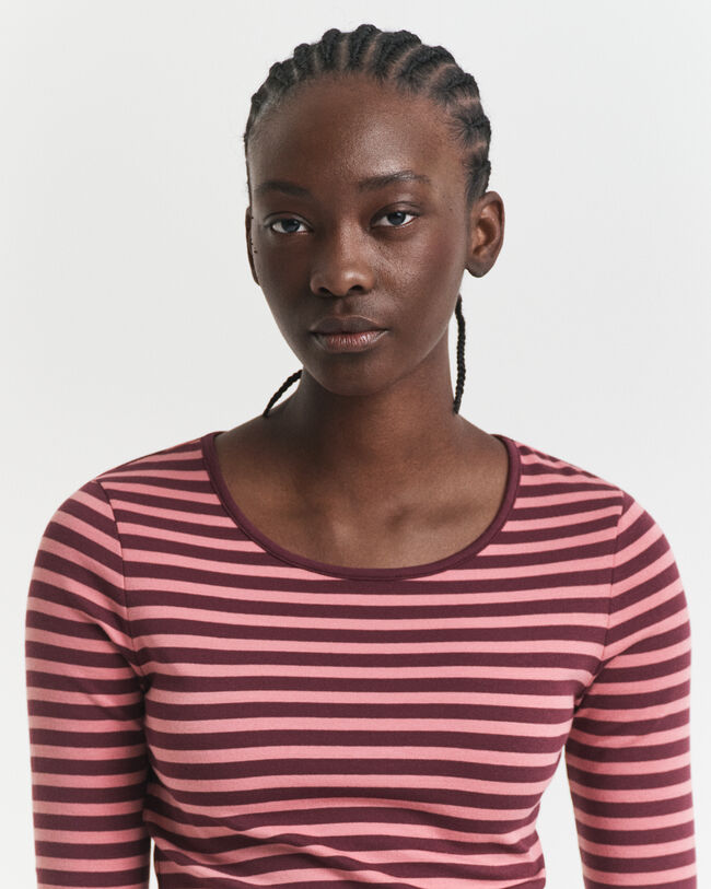T-shirt à manches longues avec rayures et bords-côtes