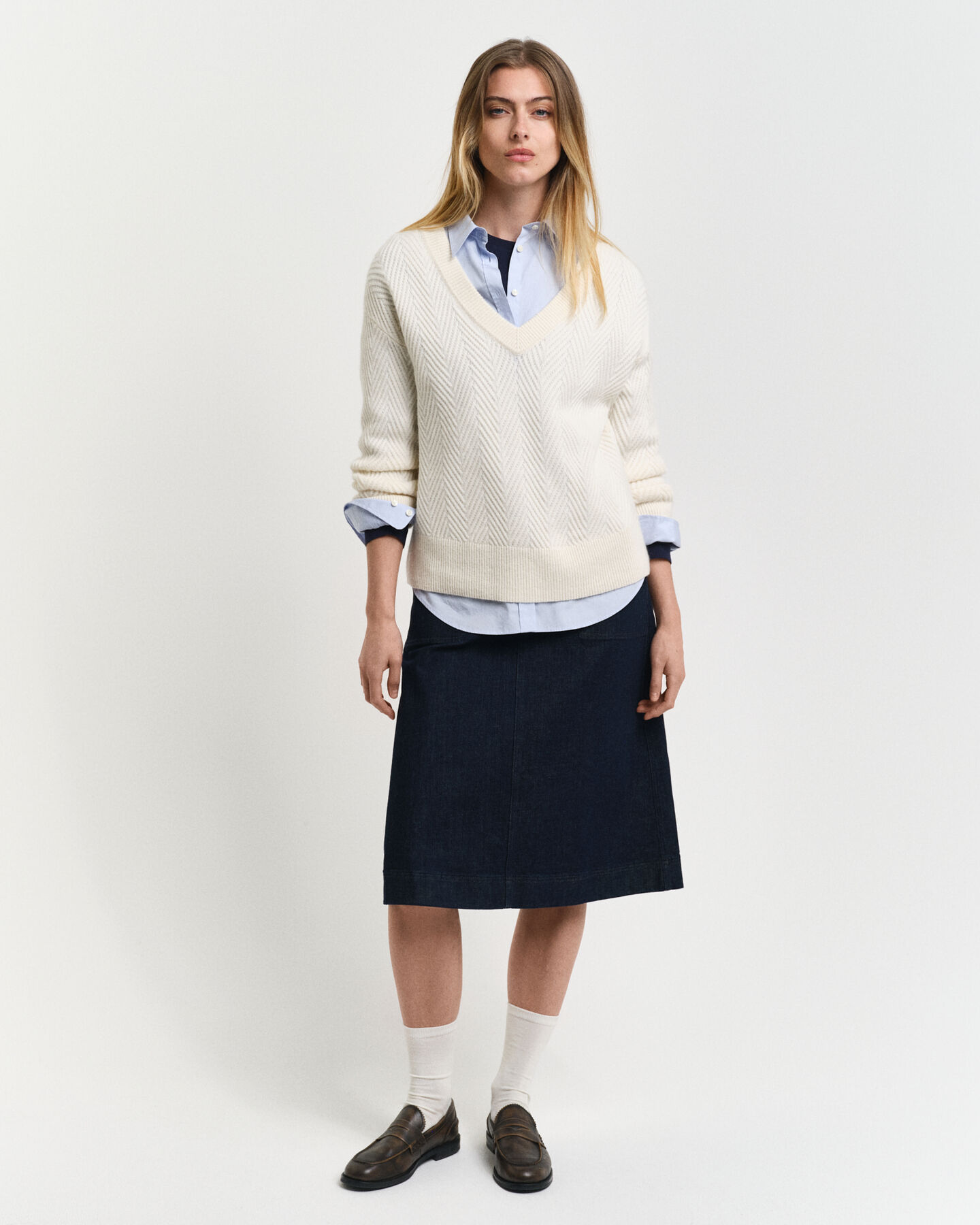 Pull col V &agrave; chevrons