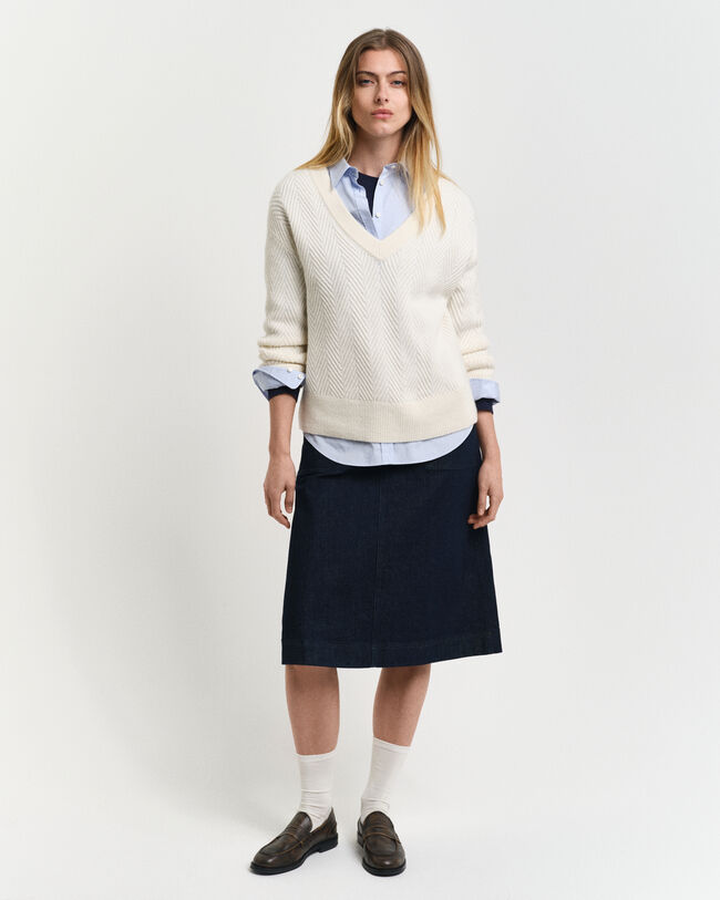 Pull col V &agrave; chevrons