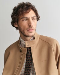 Veste Harrington en laine m&eacute;lang&eacute;e