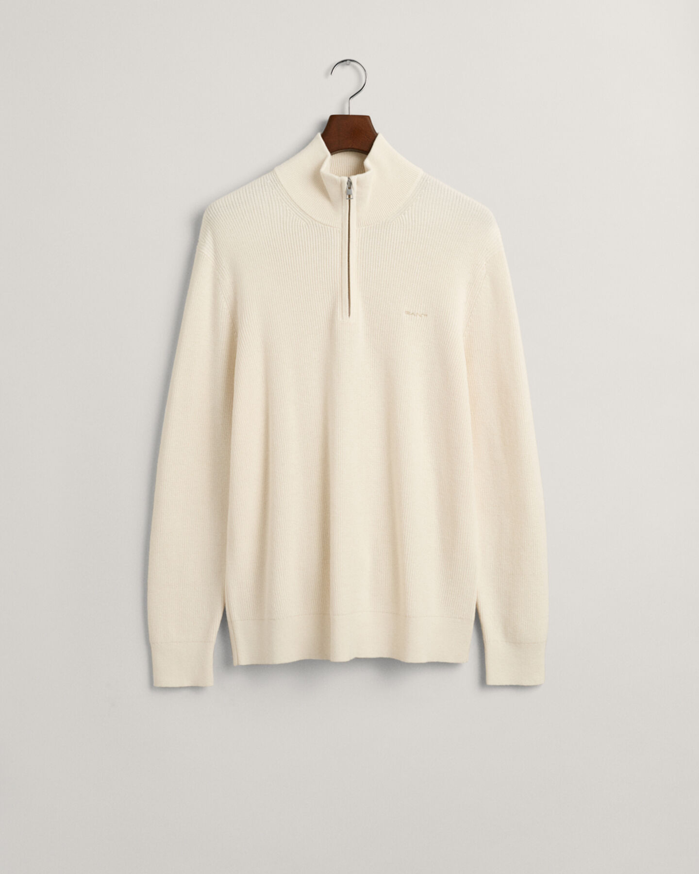 Pull &agrave; demi-zip en laine et coton c&ocirc;tel&eacute;s