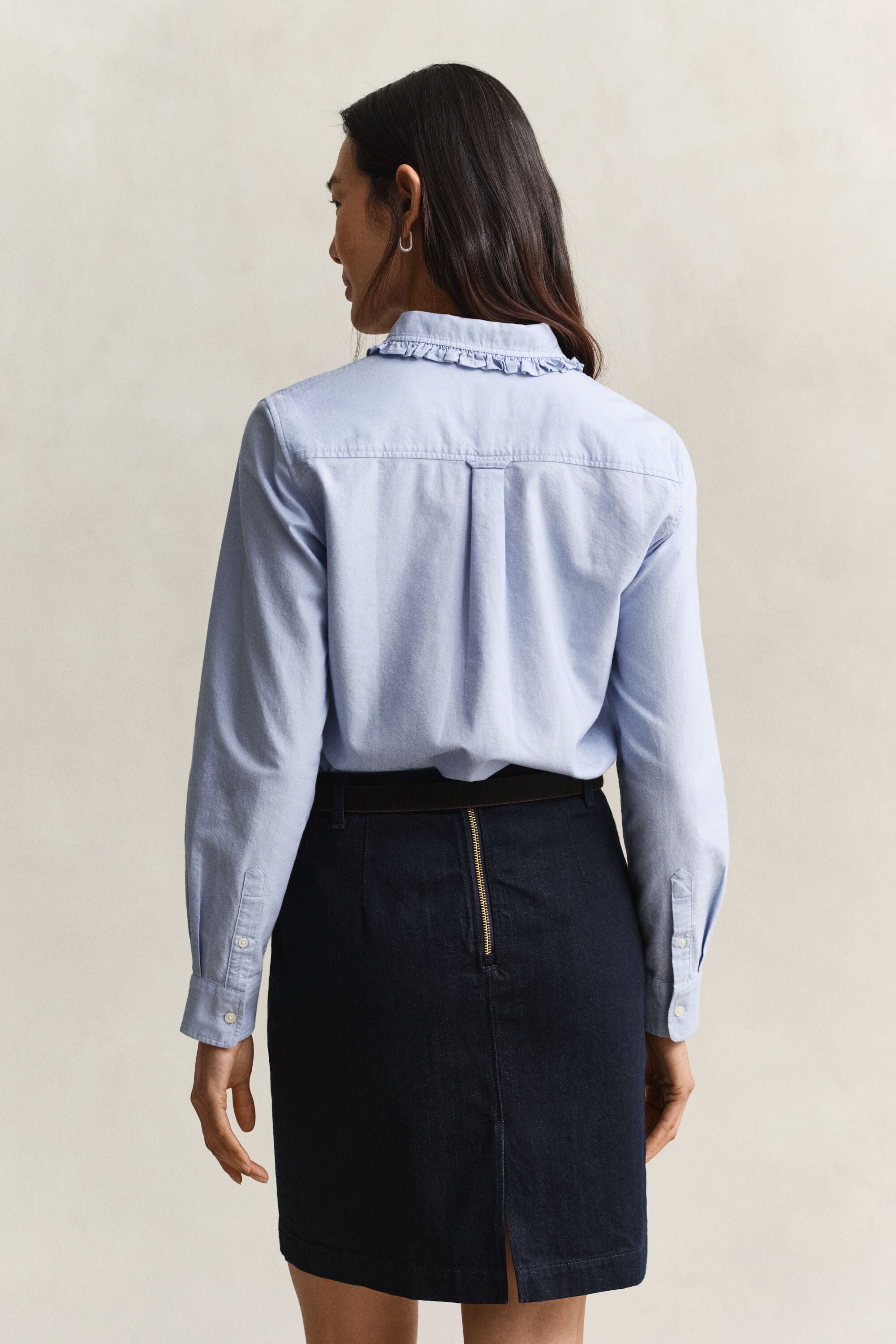 Chemise en coton Oxford classique à volants