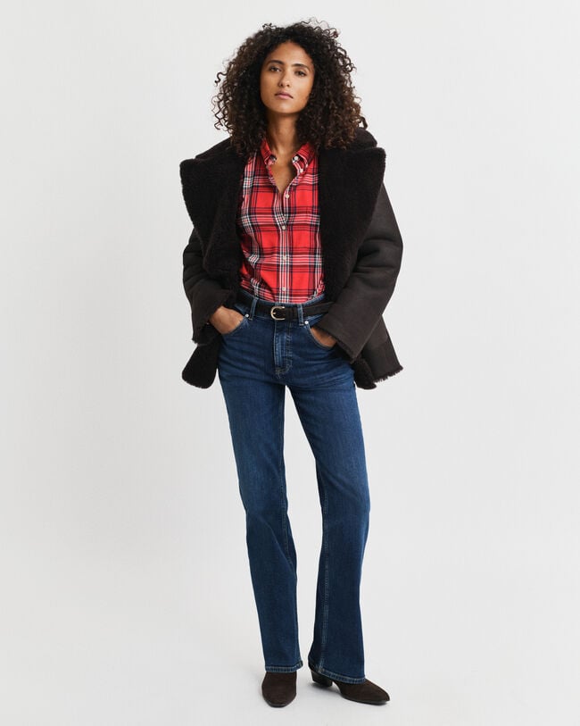 Chemise coupe décontractée en flanelle à carreaux