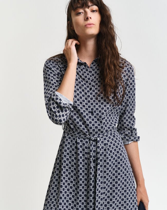 Robe-chemise à imprimé géométrique