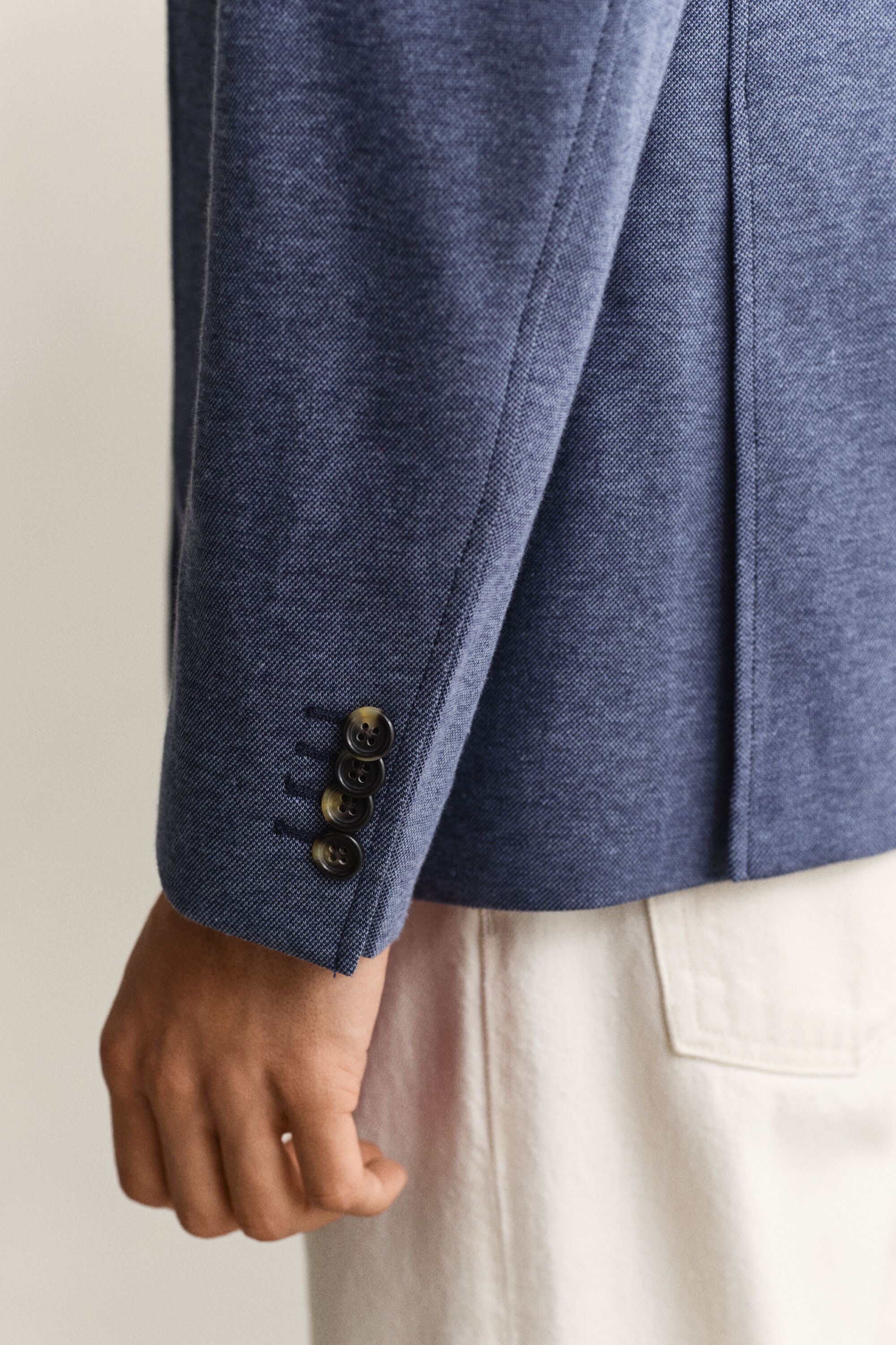 Veste blazer en jersey piqué bicolore