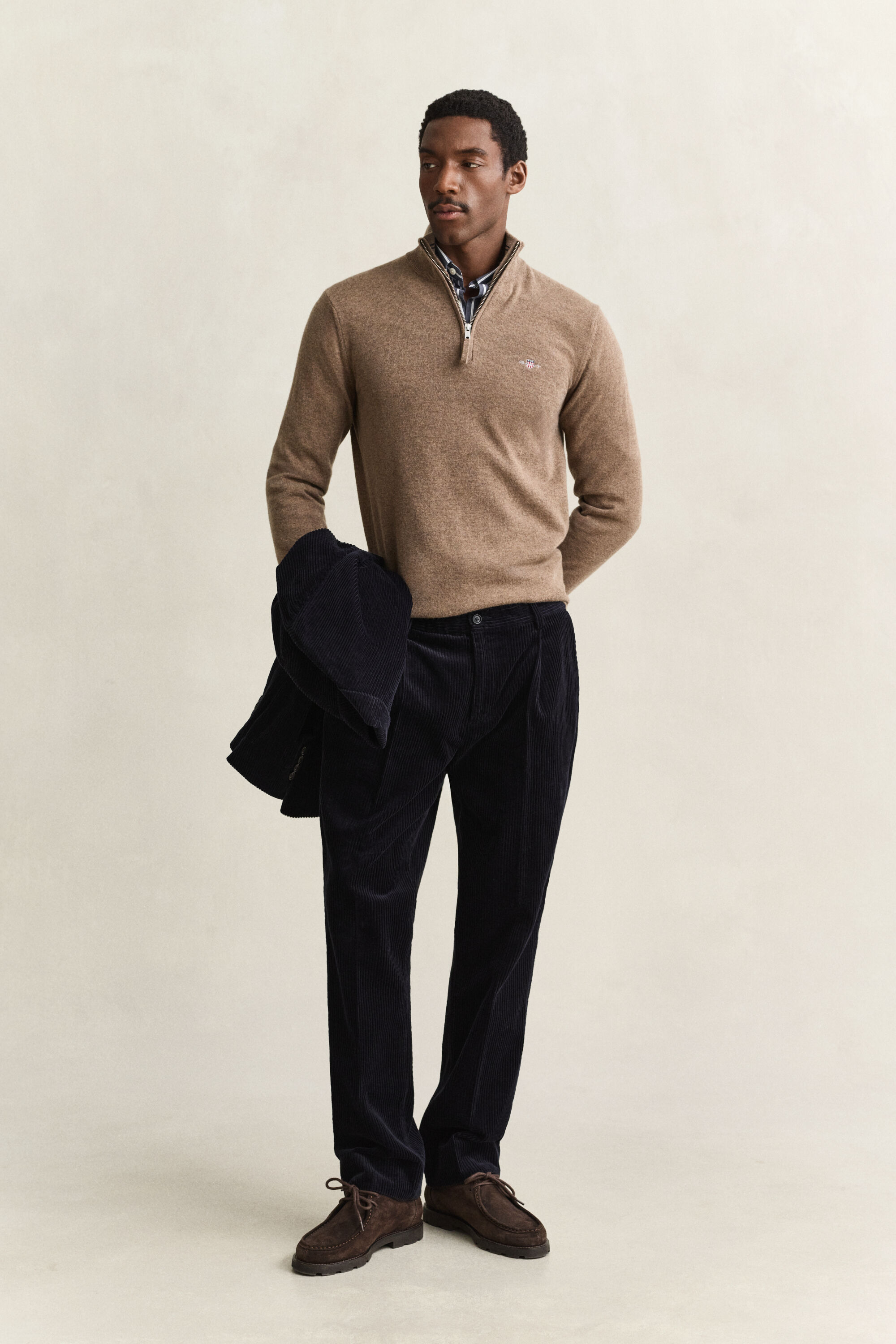 Pull à demi-zip en laine d’agneau