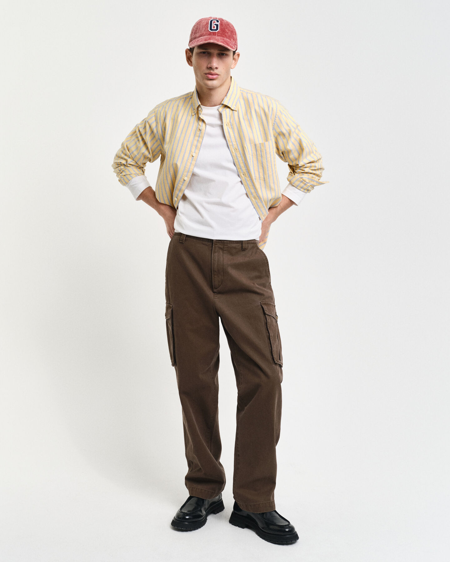 Pantalon cargo regular fit en sergé de coton
