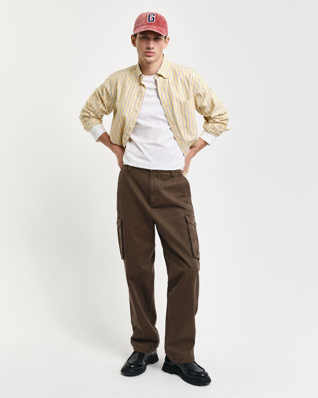 Pantalon cargo regular fit en sergé de coton