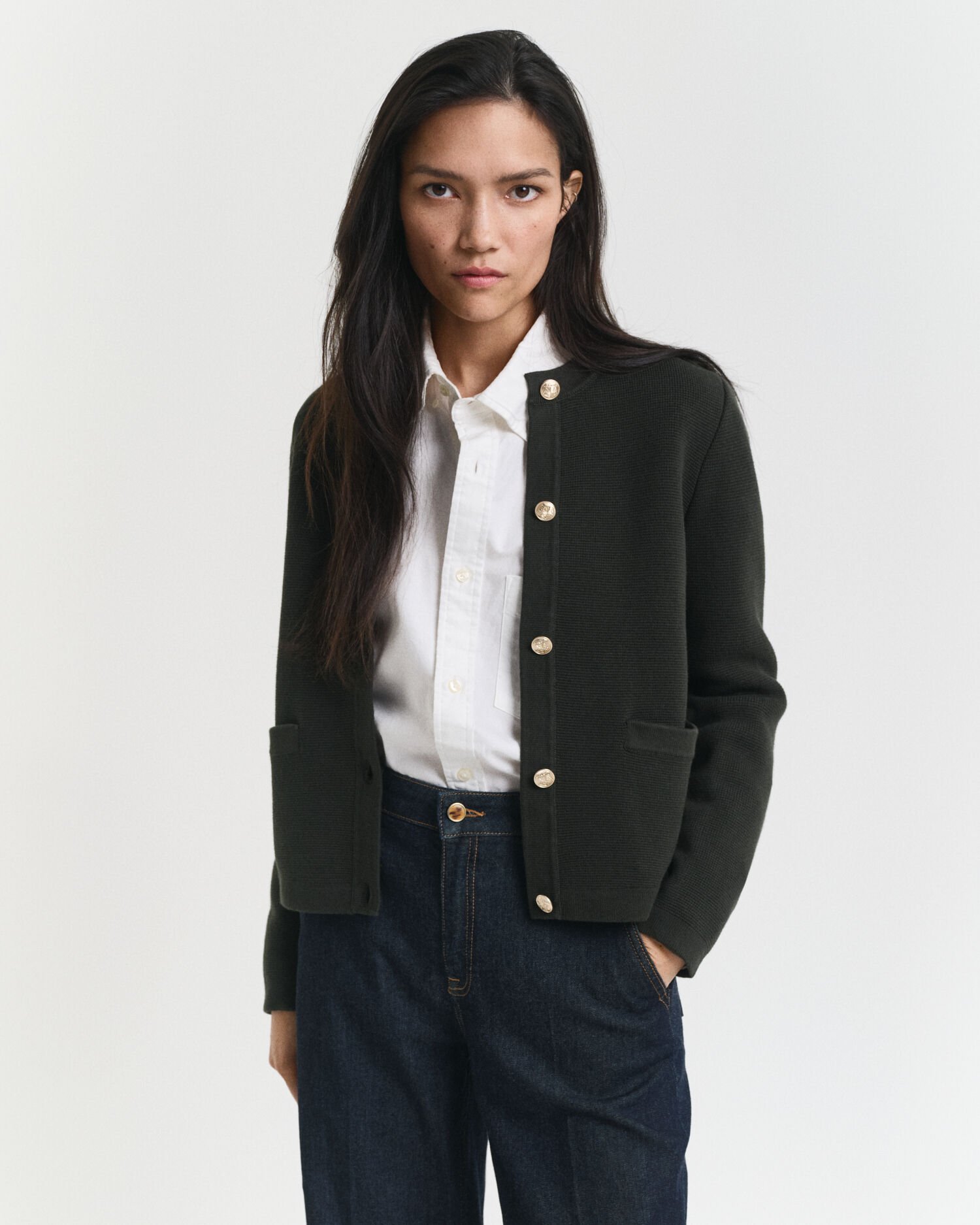 Cardigan en maille contrastante