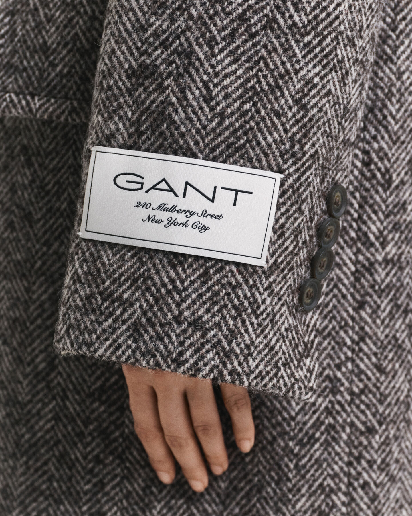 Manteau en laine mélangée à chevrons