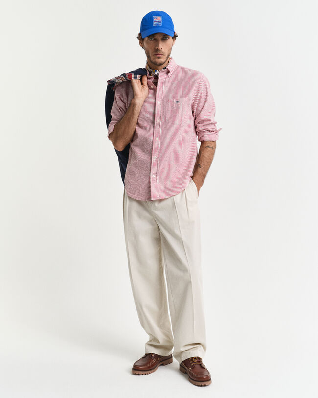 Chemise coupe regular à rayures en Seersucker