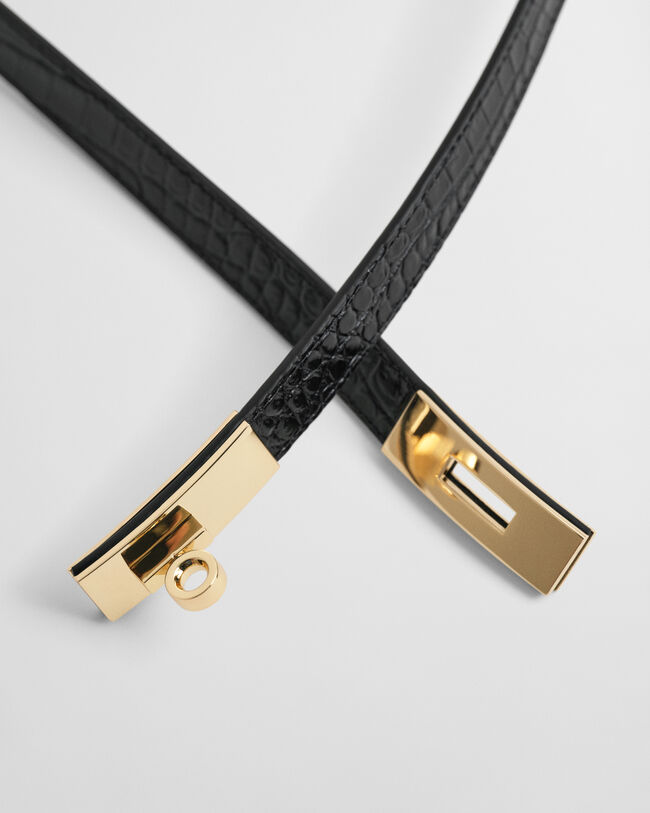 Ceinture en cuir effet croco avec boucle tournante