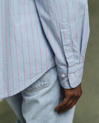 Chemise ultra-ample en coton Oxford &agrave; rayures douces