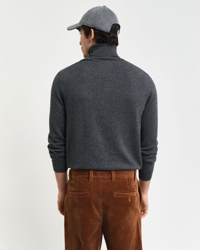 Pull col roulé en coton et laine