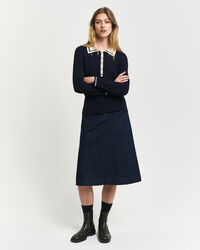 Pull fa&ccedil;on polo &agrave; bords-c&ocirc;tes contrastants