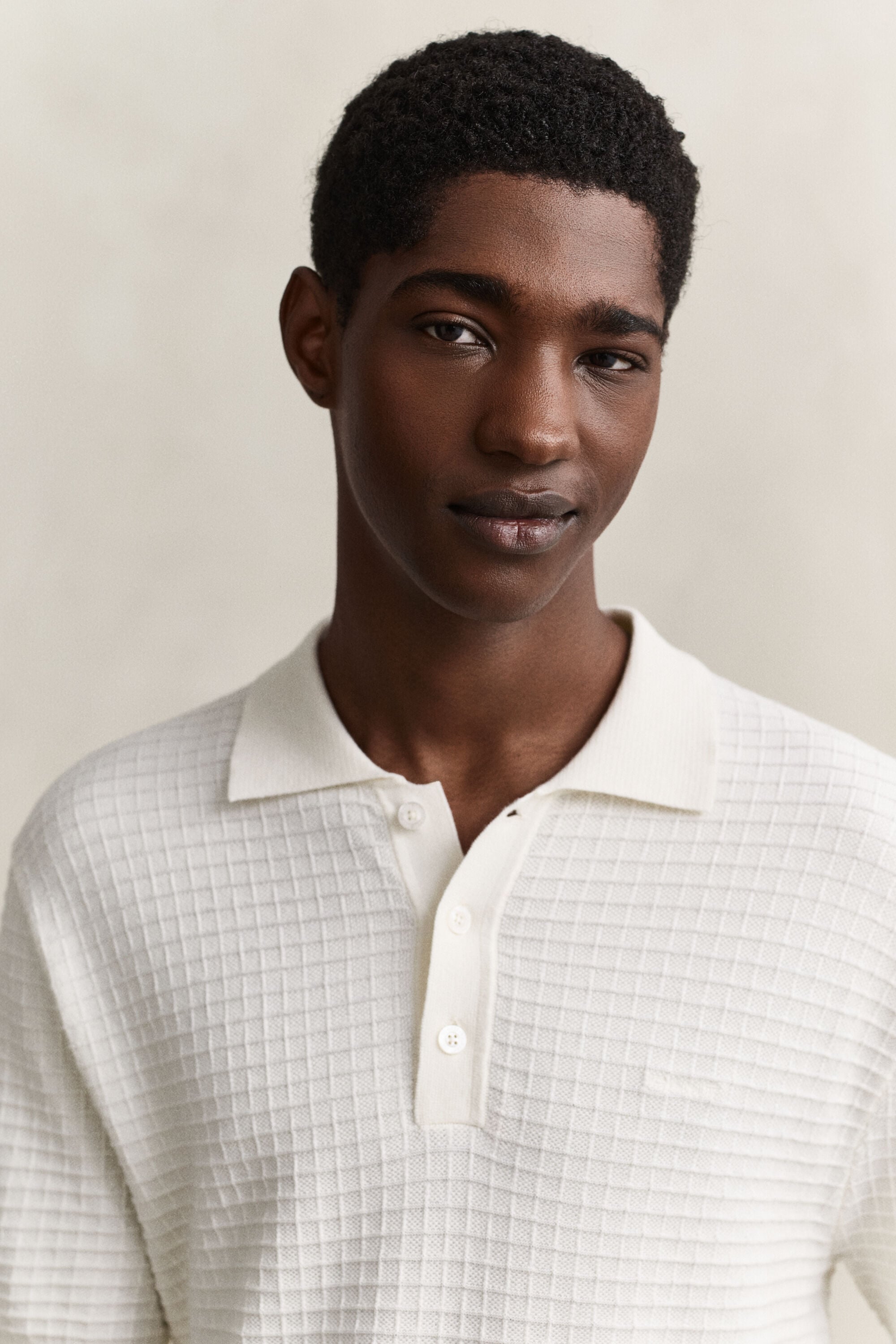 Pull façon polo texturé