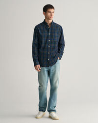 Chemise regular fit en velours c&ocirc;tel&eacute; &agrave; carreaux