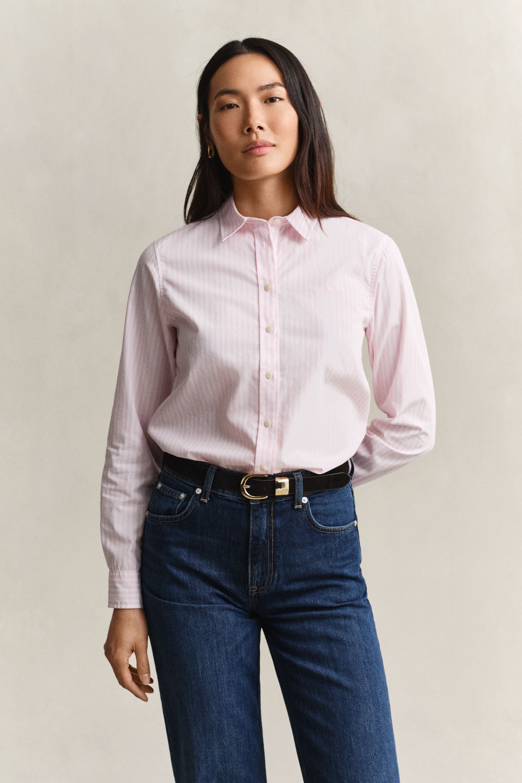 Chemise regular en popeline à rayures classique
