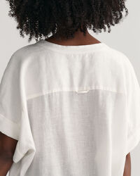 Caftan en lin &agrave; manches courtes