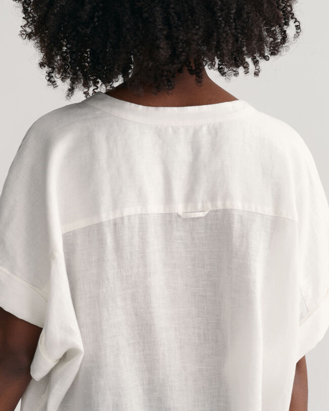 Caftan en lin &agrave; manches courtes