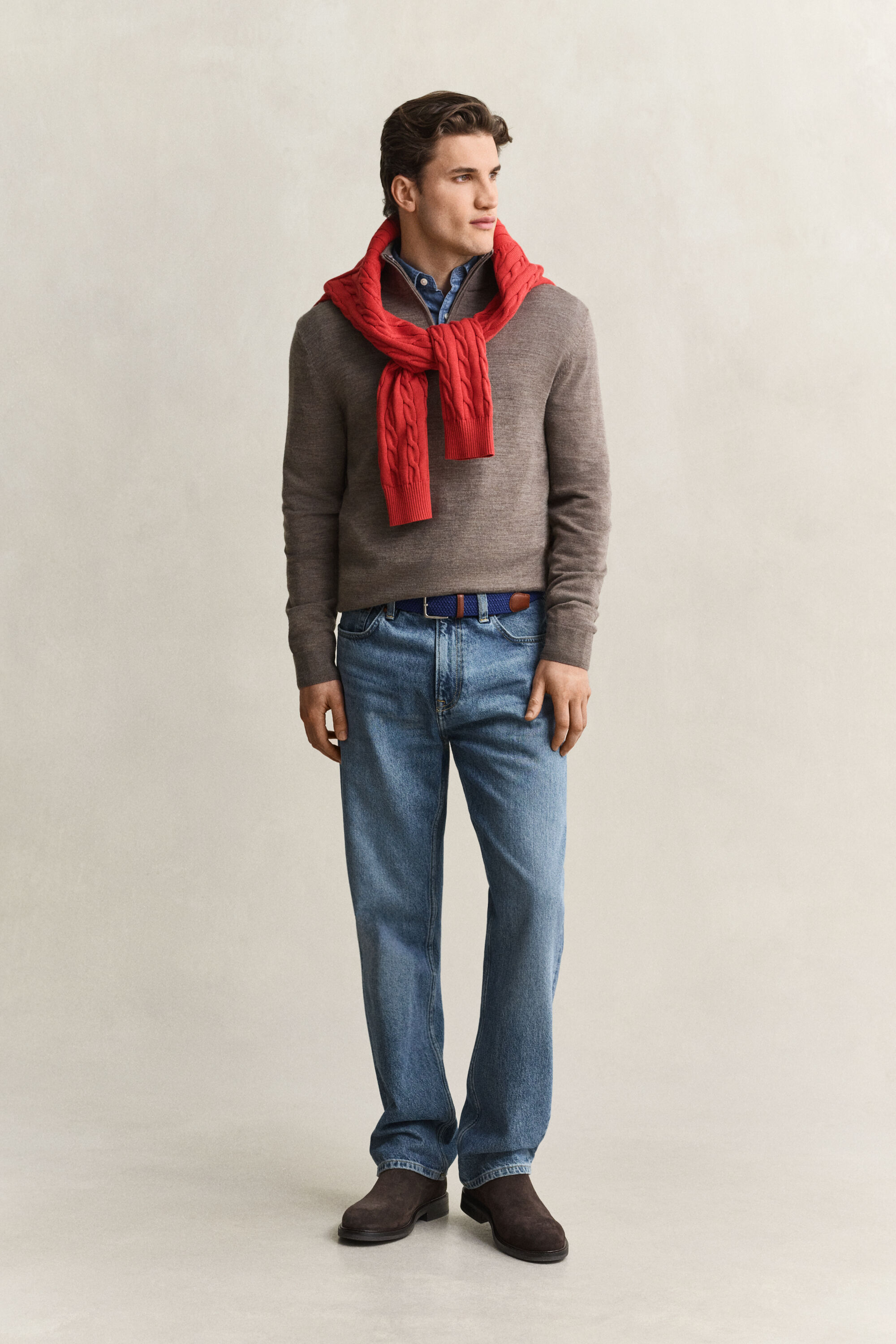 Pull à demi-zip en laine mérinos