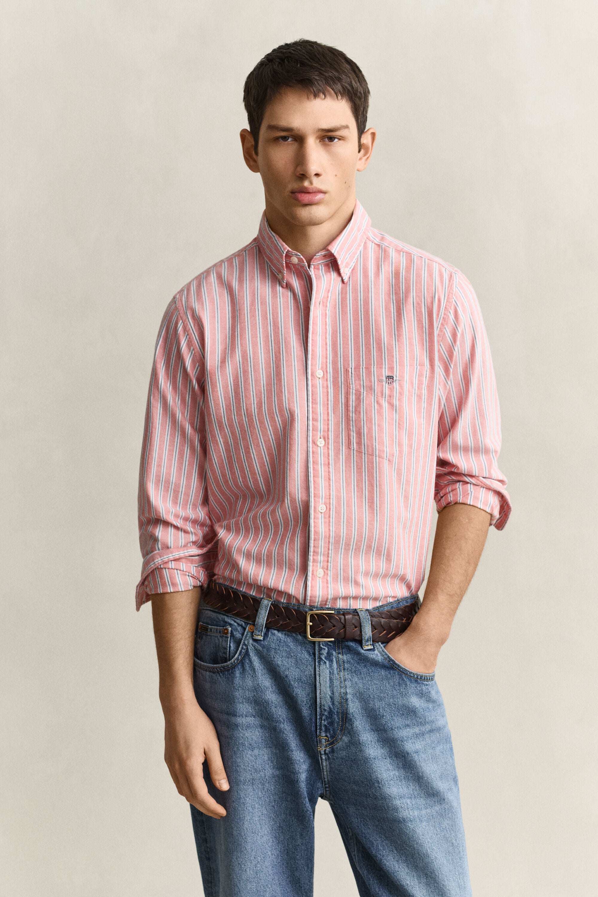 Chemise en coton Oxford classique à rayures