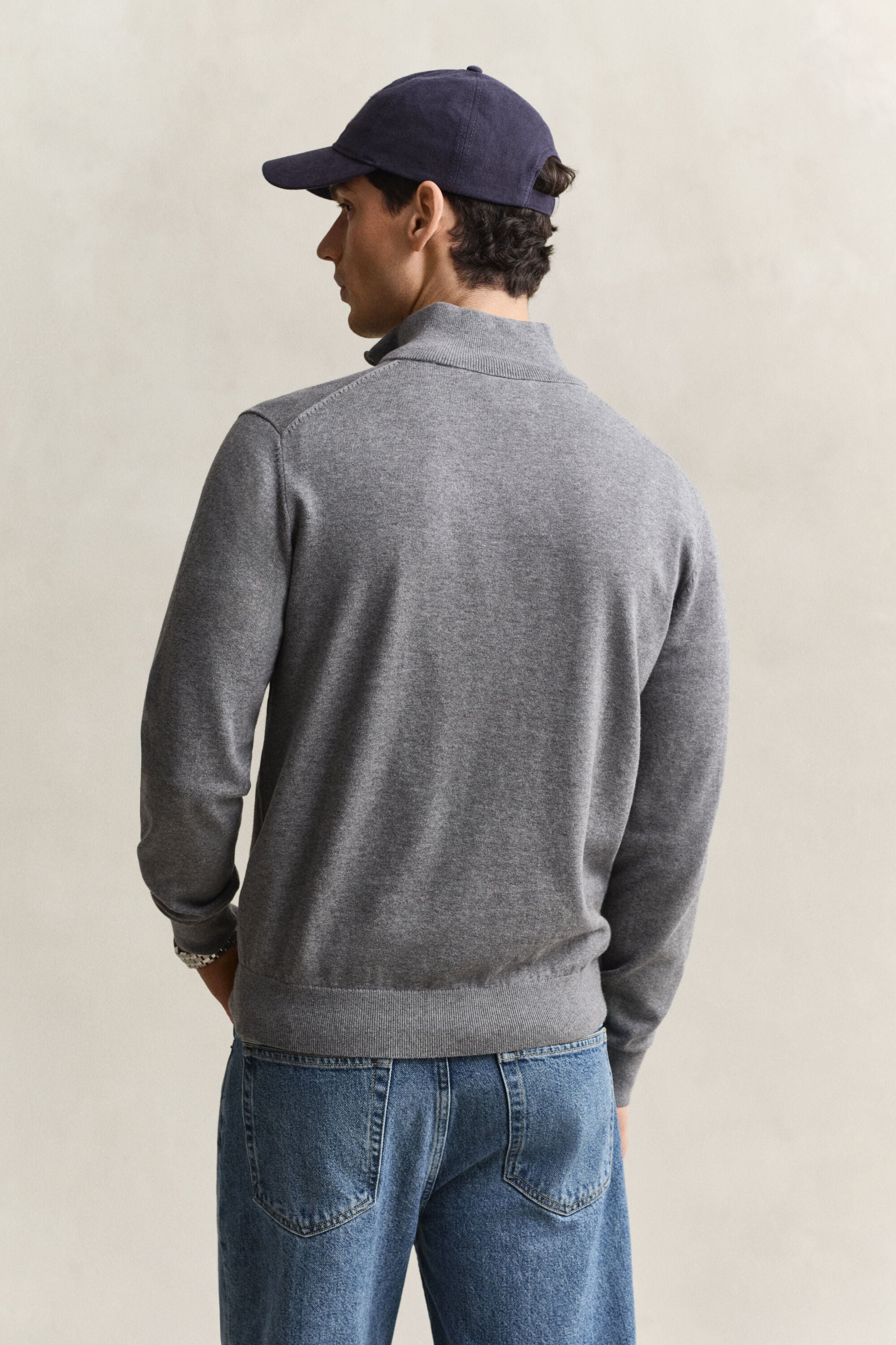 Pull à demi-zip en coton classique